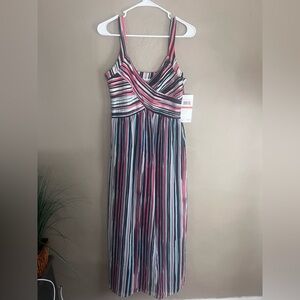Pink and Blue Sleeveless Spaghetti Strap Sundress